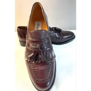 Mezlan Murcia Men’s Size 8.5 M Brown Leather Lizard Tassled Loafer Shoes
