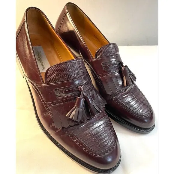 Mezlan Murcia Men’s Size 8.5 M Brown Leather Lizard Tassled Loafer Shoes