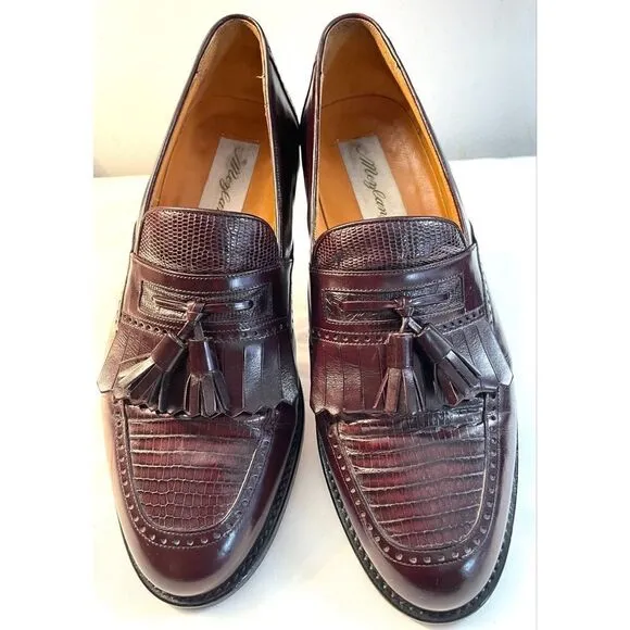 Mezlan Murcia Men’s Size 8.5 M Brown Leather Lizard Tassled Loafer Shoes