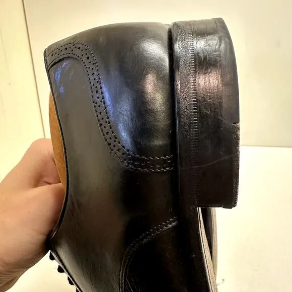 Mezlan Orbison Calfskin / Deerskin Cap Toe Oxford Black Leather Made in Spain 10