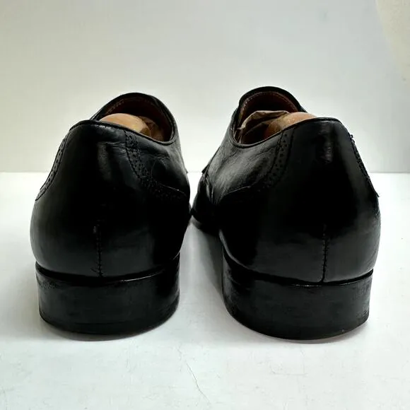 Mezlan Orbison Calfskin / Deerskin Cap Toe Oxford Black Leather Made in Spain 10