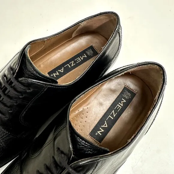 Mezlan Orbison Calfskin / Deerskin Cap Toe Oxford Black Leather Made in Spain 10