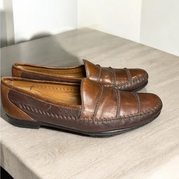 Mezlan Spyder Brown Leather Loafers Size 11 Made in Spain