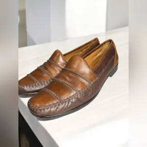 Mezlan Spyder Brown Leather Loafers Size 11 Made in Spain