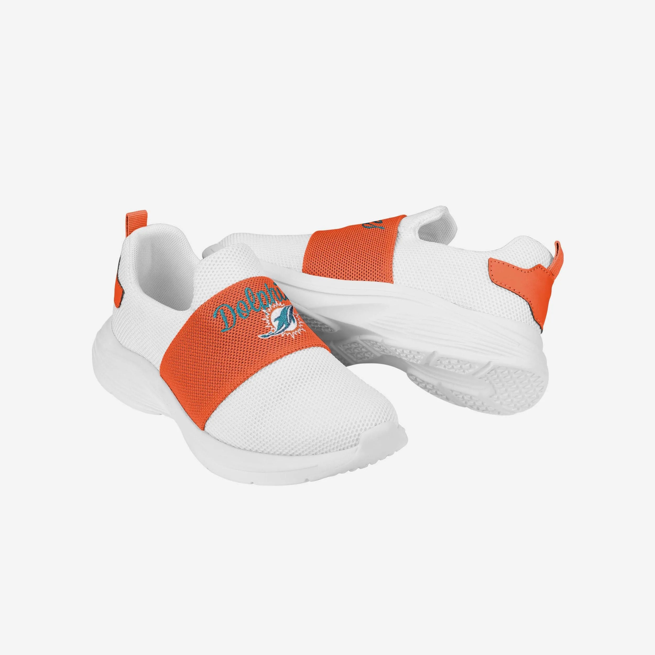 Miami Dolphins Womens Script Wordmark White Slip On Sneakers