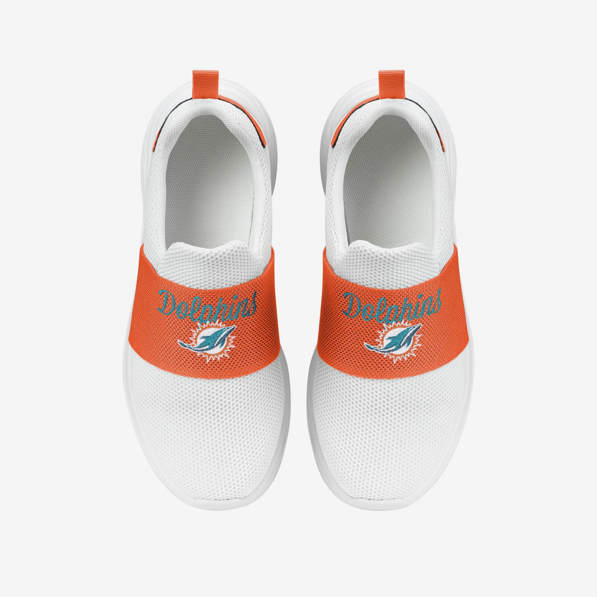 Miami Dolphins Womens Script Wordmark White Slip On Sneakers