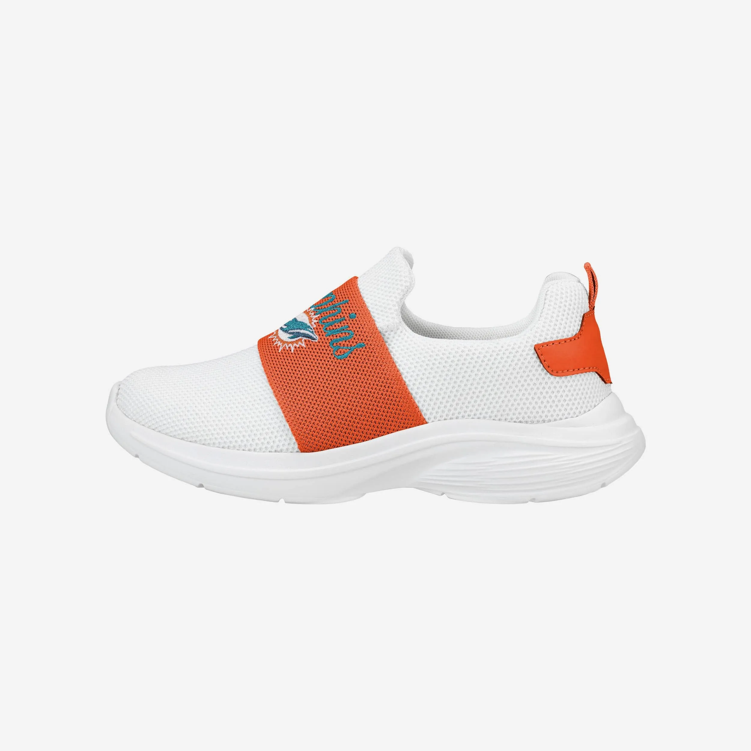 Miami Dolphins Womens Script Wordmark White Slip On Sneakers