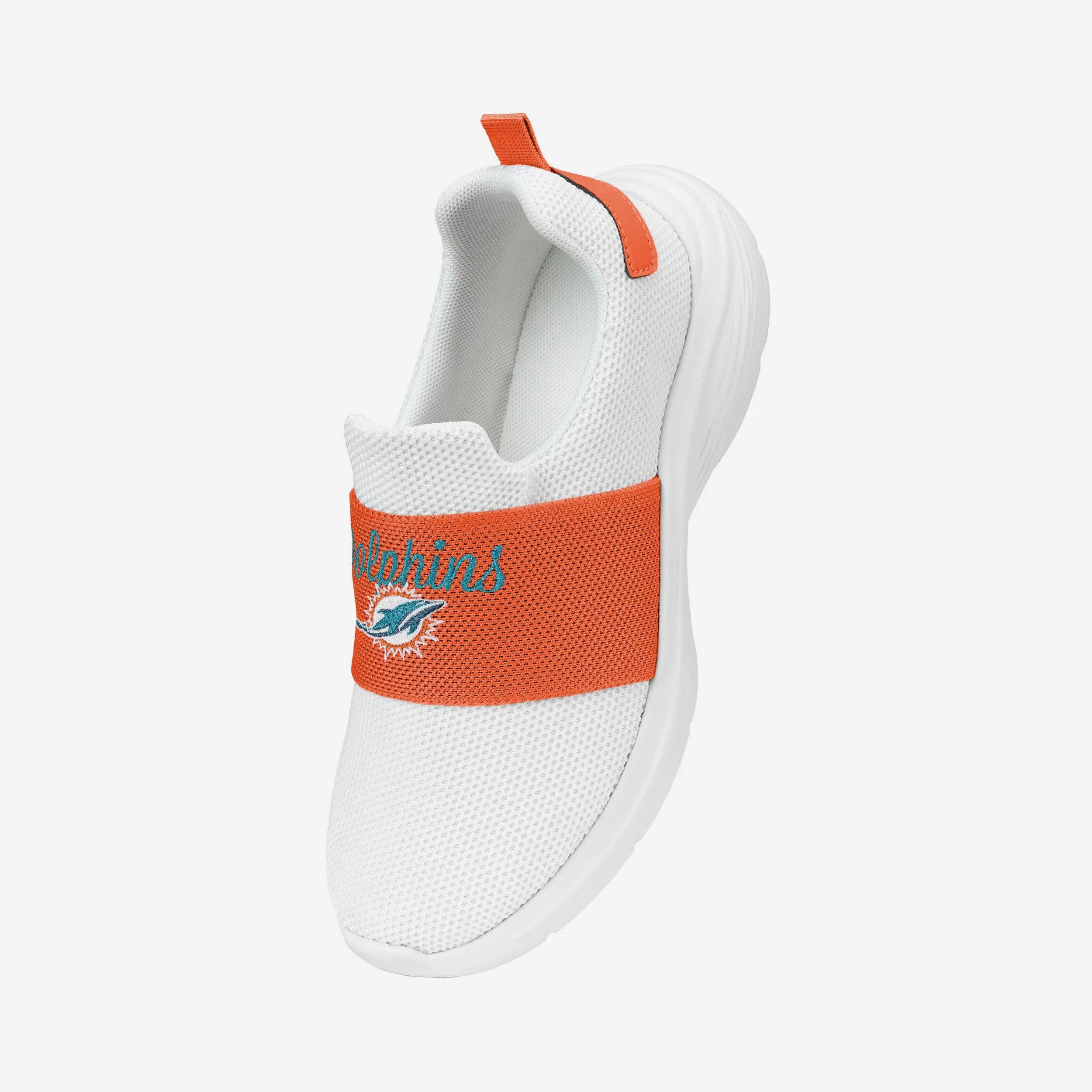 Miami Dolphins Womens Script Wordmark White Slip On Sneakers
