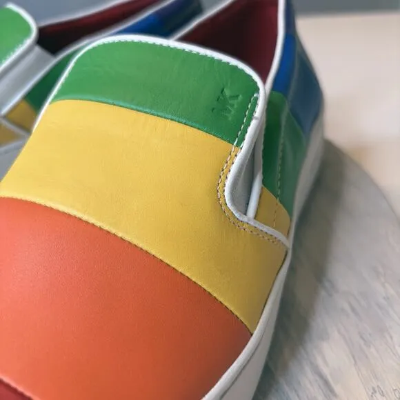 Michael Kors Dylan Rainbow Pride LGBTQ Slip-On Sneakers Shoes Size 9.5