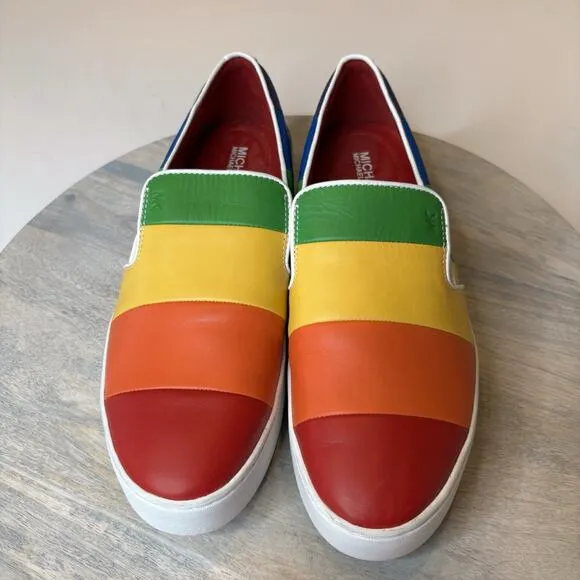 Michael Kors Dylan Rainbow Pride LGBTQ Slip-On Sneakers Shoes Size 9.5