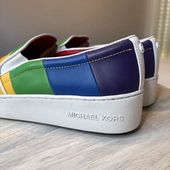 Michael Kors Dylan Rainbow Pride LGBTQ Slip-On Sneakers Shoes Size 9.5