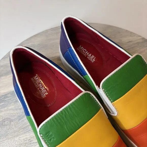 Michael Kors Dylan Rainbow Pride LGBTQ Slip-On Sneakers Shoes Size 9.5