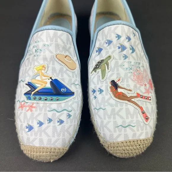 Michael Kors Hastings Espadrille 7.5 Jet Set Maldives Slip On Shoes Brand New