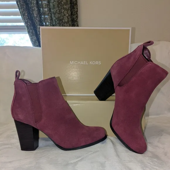 Michael Kors Women's Suede Ankle Boots Mulberry Evaline (Sizes 6 &amp; 7.5)