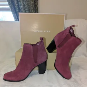 Michael Kors Women's Suede Ankle Boots Mulberry Evaline (Sizes 6 &amp; 7.5)