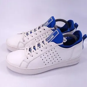 Michael Kors Women's‎ White Blue Leather Mesh Low Sneakers Shoes Lace Ups 6