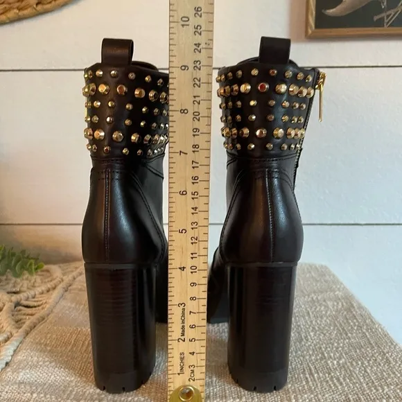 Michael Kors Yvonne Studded Brown Leather Boots Size 6 NWOT