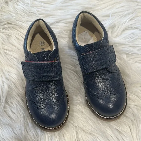 Mini Boden Kids Navy Leather Shoes