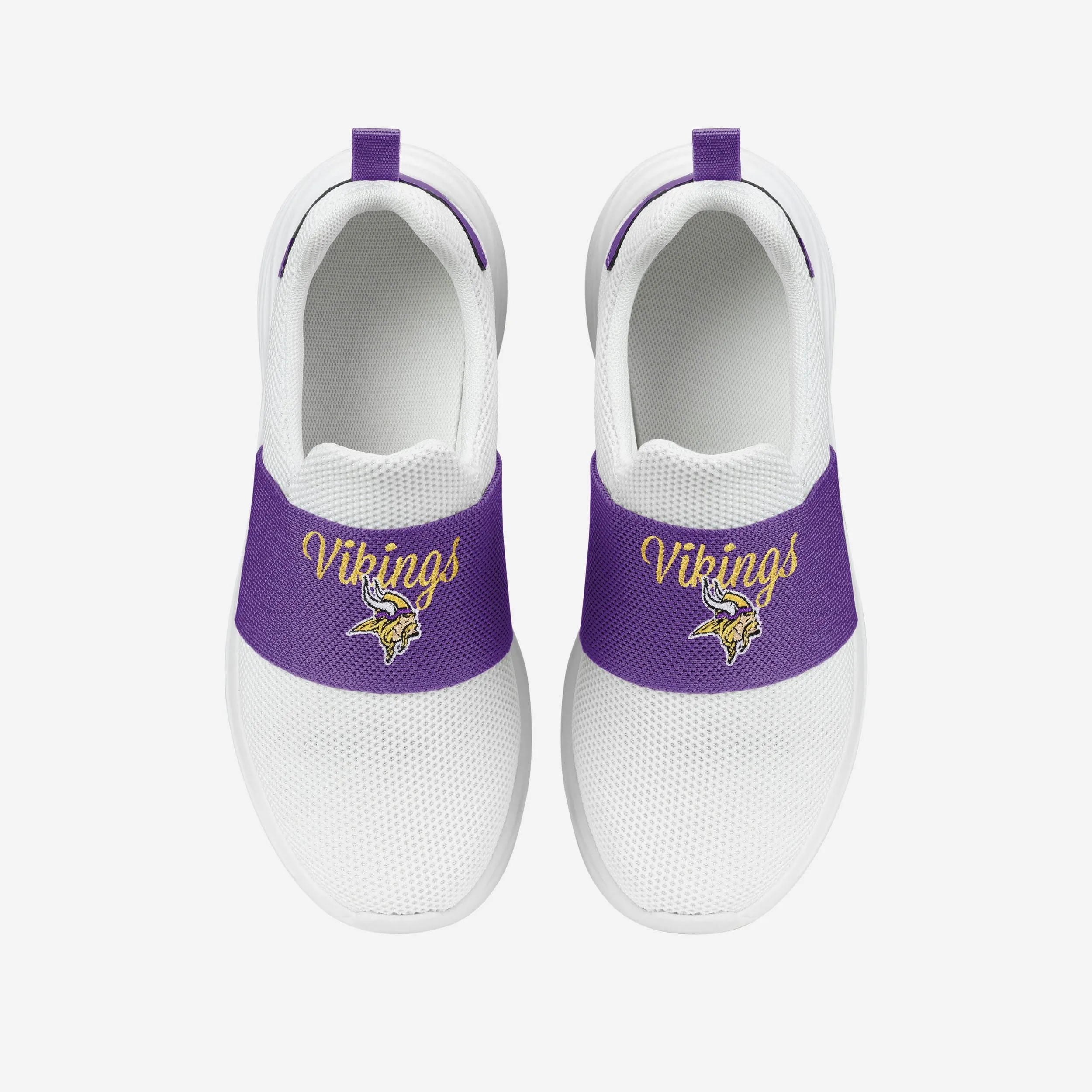 Minnesota Vikings Womens Script Wordmark White Slip On Sneakers