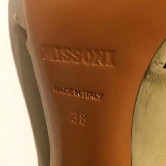 Missoni Gold Heel Mule Slide Leather Sandal 38EU NEW