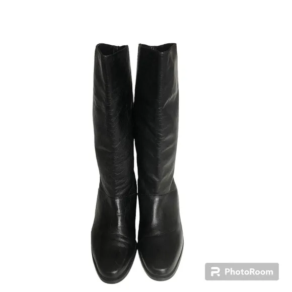 Mister Shoes Black Genuine Leather Mid Calf Boots Women’s Size 7.5