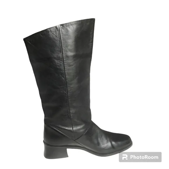 Mister Shoes Black Genuine Leather Mid Calf Boots Women’s Size 7.5