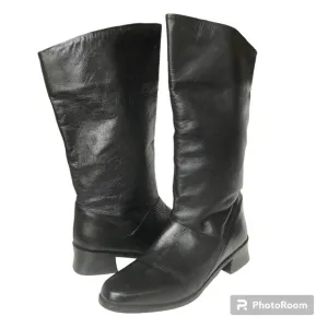 Mister Shoes Black Genuine Leather Mid Calf Boots Women’s Size 7.5