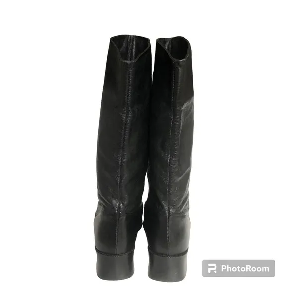 Mister Shoes Black Genuine Leather Mid Calf Boots Women’s Size 7.5