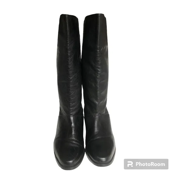 Mister Shoes Black Genuine Leather Mid Calf Boots Women’s Size 7.5