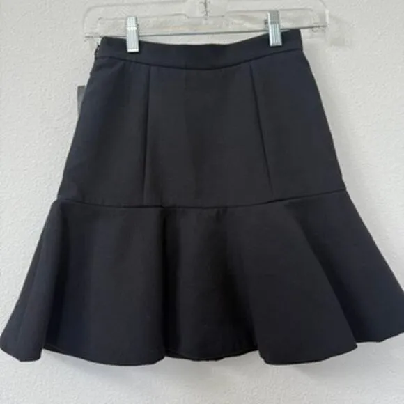 MIU MIU Black Flared Mini Skirt Gabardine Cotton Italy Size 36 Mod Retro NWT