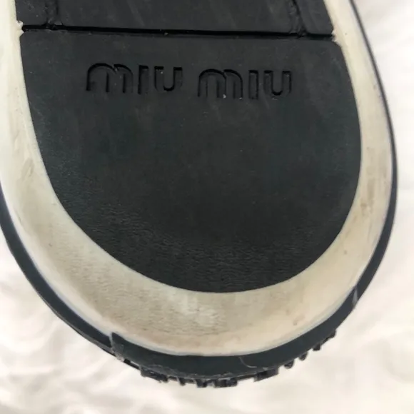 Miu Miu Women's Black Suede Metal Cap Toe Slip On Sneakers Size 35.5 w/ COA
