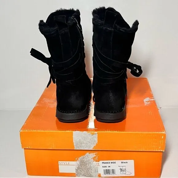Miz Mooz Prance Suede Wide Width Wool Lined Ankle Boots
