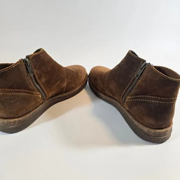 MM Born Tora Brown Suede Leather Ankle Boots Women Size 9 Distressed Cork Infuse