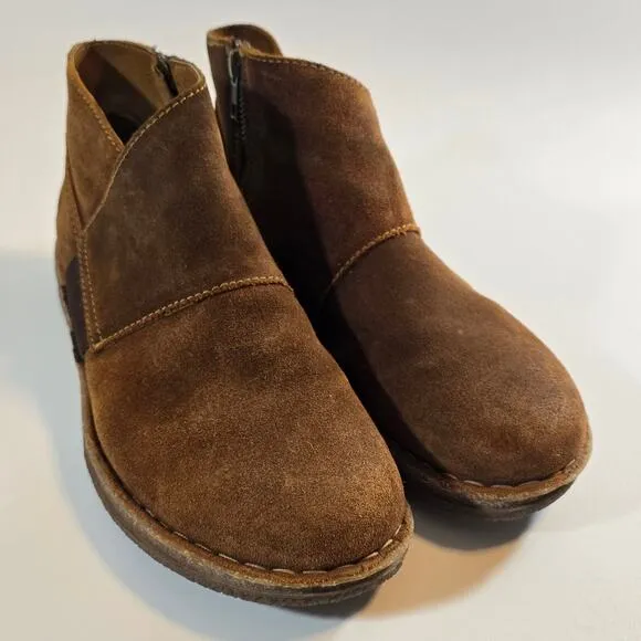 MM Born Tora Brown Suede Leather Ankle Boots Women Size 9 Distressed Cork Infuse