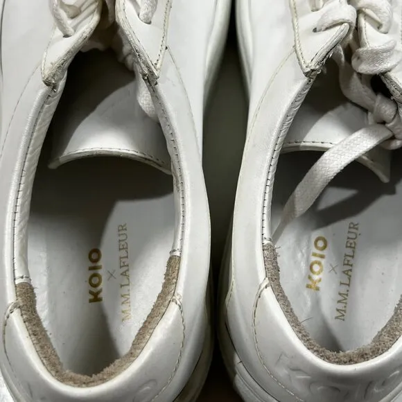 M.M. LaFleur x KOIO Capri Low Top Lace Up Sneakers Genuine Leather White 37 7