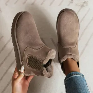Mocha Brown/Tan Winter Boots with Slip-On Design and Sturdy Soles, size 40 (US8)