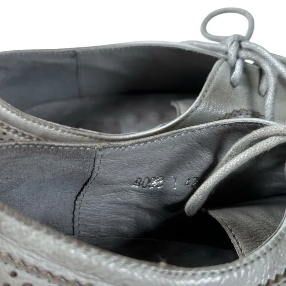 Mona Flying Gray‎ Leather Lace-Up Brogue Wingtip Derby Shoes Women's US Size 10