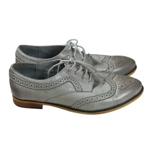 Mona Flying Gray‎ Leather Lace-Up Brogue Wingtip Derby Shoes Women's US Size 10