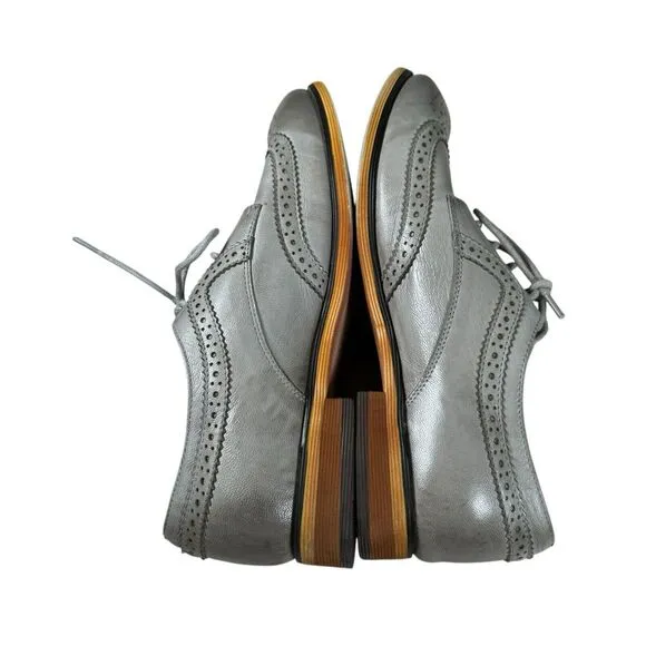 Mona Flying Gray‎ Leather Lace-Up Brogue Wingtip Derby Shoes Women's US Size 10