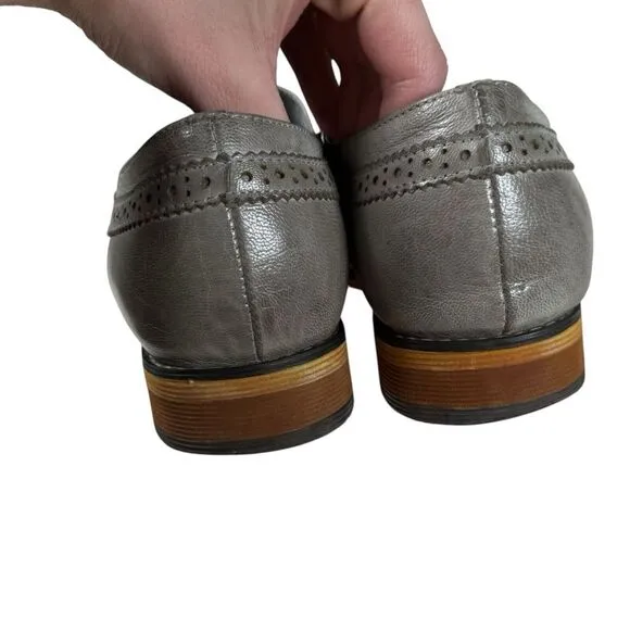 Mona Flying Gray‎ Leather Lace-Up Brogue Wingtip Derby Shoes Women's US Size 10