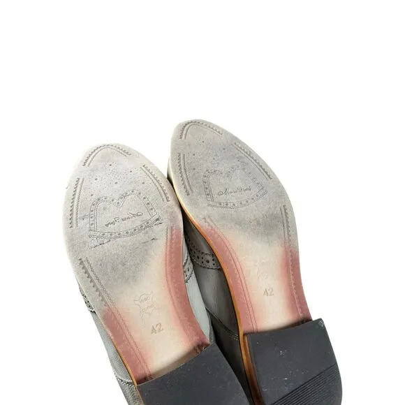 Mona Flying Gray‎ Leather Lace-Up Brogue Wingtip Derby Shoes Women's US Size 10