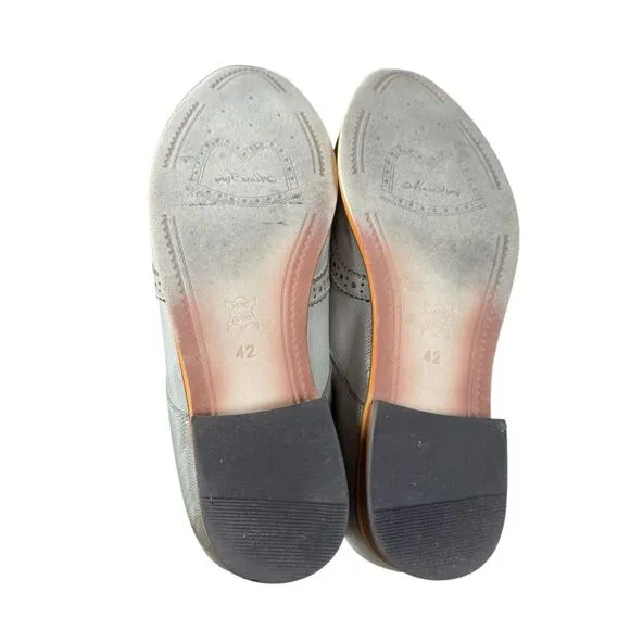 Mona Flying Gray‎ Leather Lace-Up Brogue Wingtip Derby Shoes Women's US Size 10
