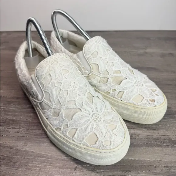 Moncler Ivory Floral Lace loafers Womens 38/US7.5-8