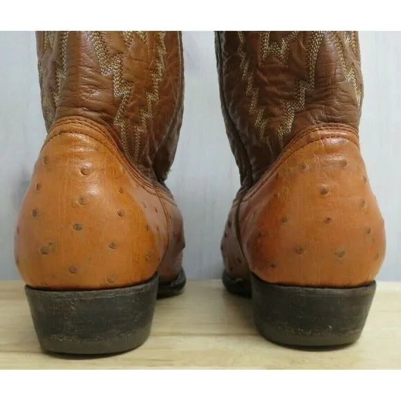 Montana Cowboy Boots Youth Unisex‎ Leather Size 3 D Style 23243 Ostrich Brown