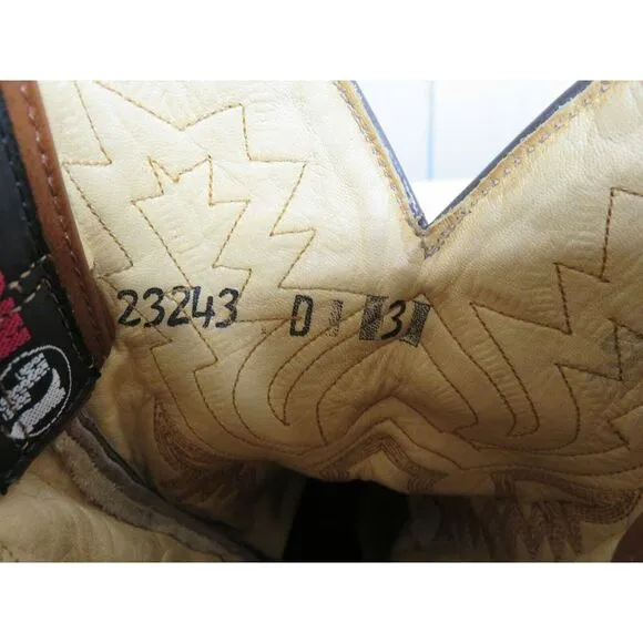 Montana Cowboy Boots Youth Unisex‎ Leather Size 3 D Style 23243 Ostrich Brown