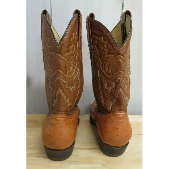 Montana Cowboy Boots Youth Unisex‎ Leather Size 3 D Style 23243 Ostrich Brown