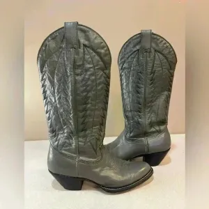 MONTANA women’s Sz 5.5 D one Tone Grey Bullhide Leather Cowboy Western Boots