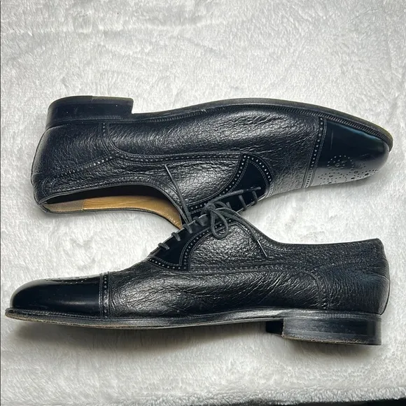 Moreschi Abano Soft Peccary &amp; Calfskin Cap Toe Lace-Up Shoes — Men's Size 12