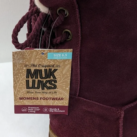 MUK LUKS Genuine Suede Water Repellent Women's Ziggy Rodeo Boots, Size 6.5, NWT