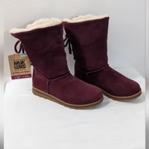 MUK LUKS Genuine Suede Water Repellent Women's Ziggy Rodeo Boots, Size 6.5, NWT